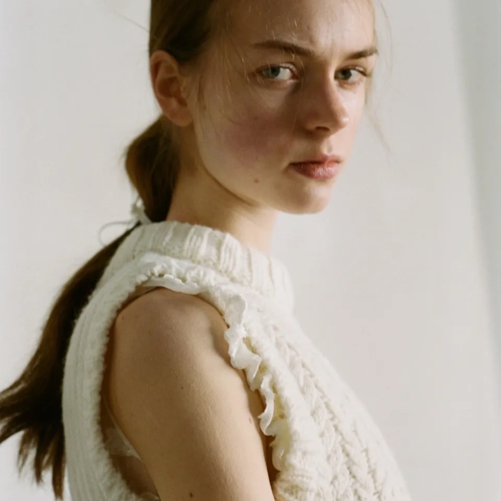 Cecelie Bahnsen Cable Knit Vest - Ecru - Picture 5 of 5